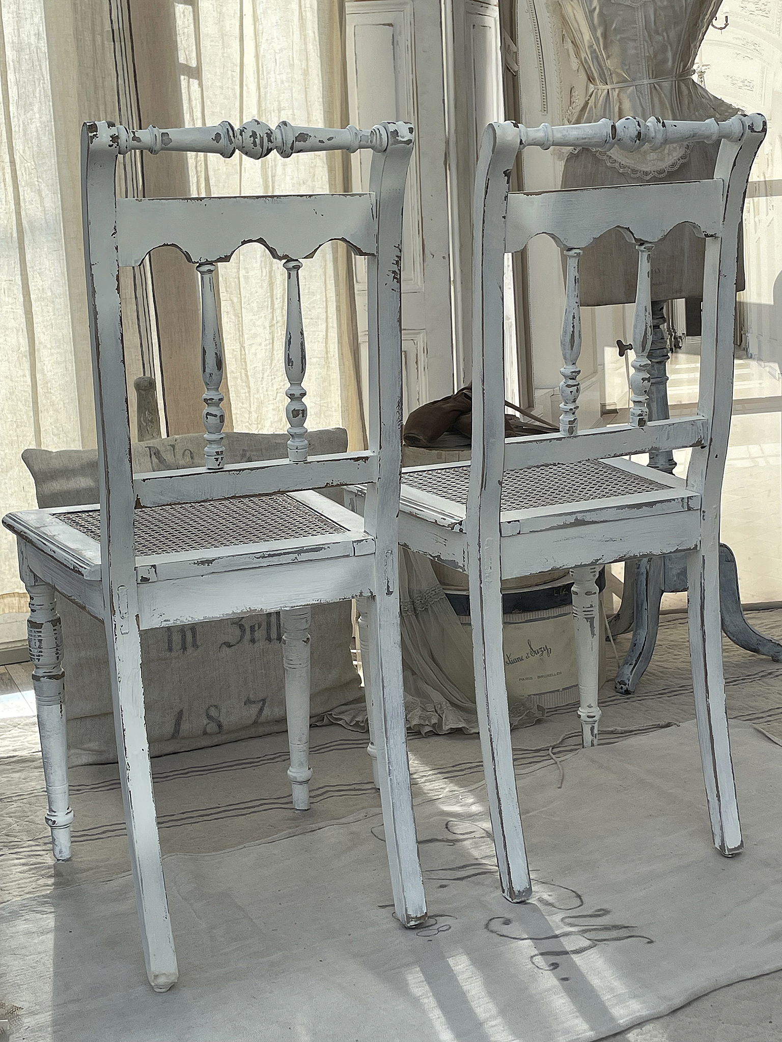 Shabby-Stuhl mit Wienergeflecht***