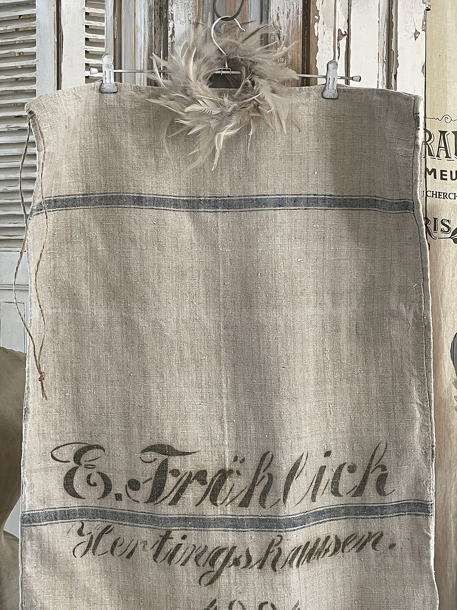 Alter großer Leinensack/ Mehlsack Fröhlich 1921***