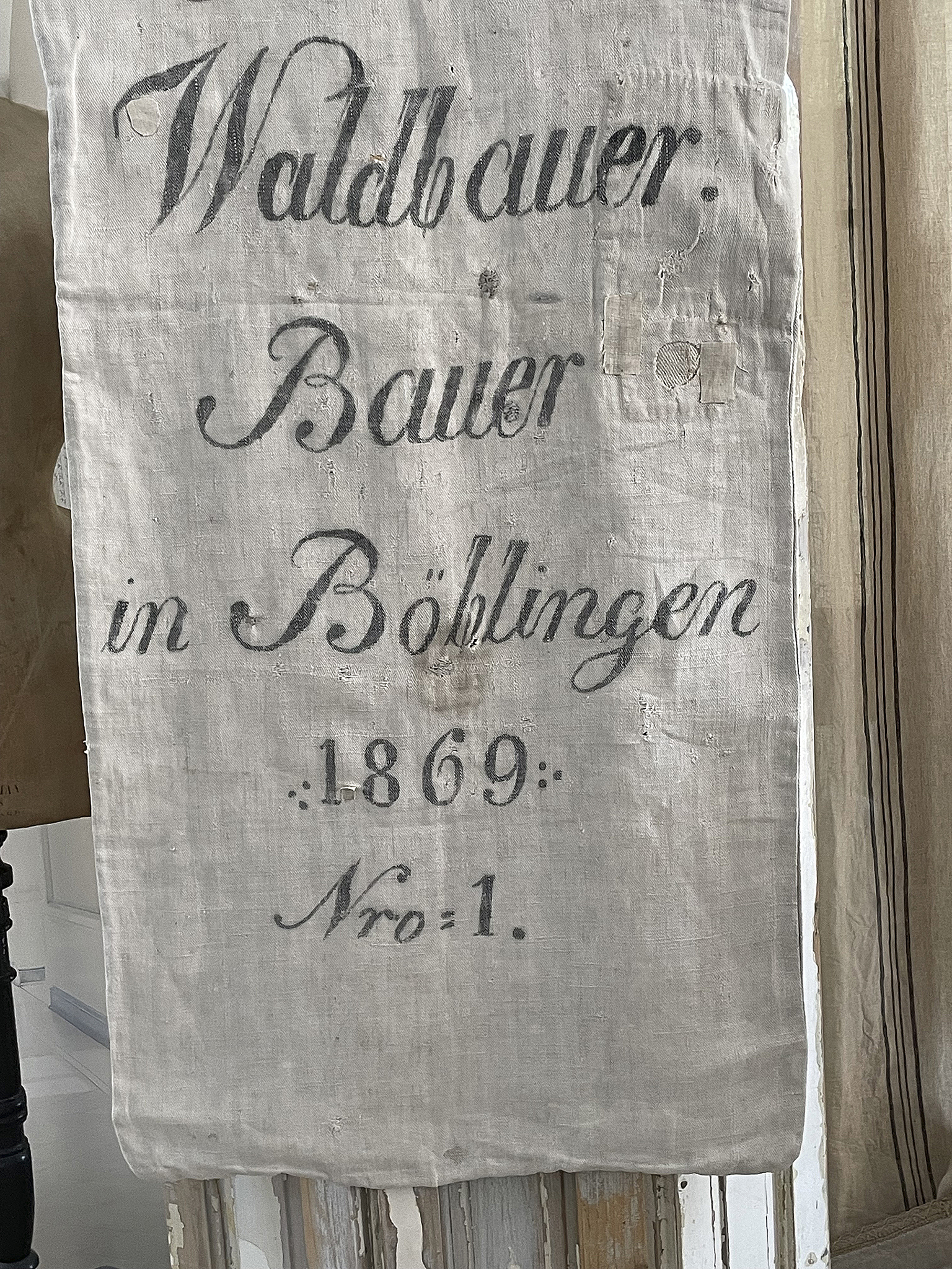 Antiker seltener Leinensack/ Mehlsack1869 Schreibschrift***