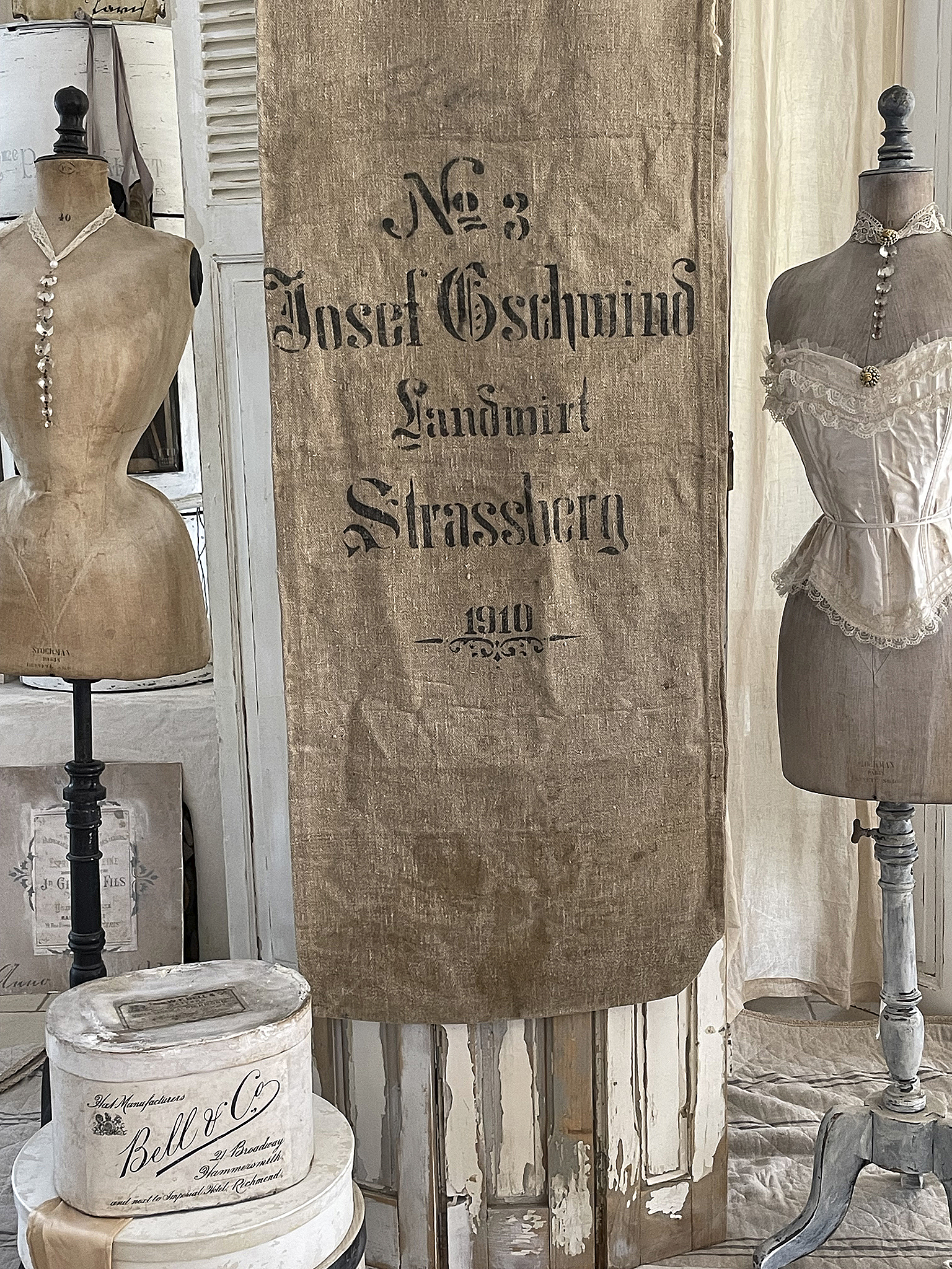 Antiker langer Leinensack/ Mehlsack 1910***