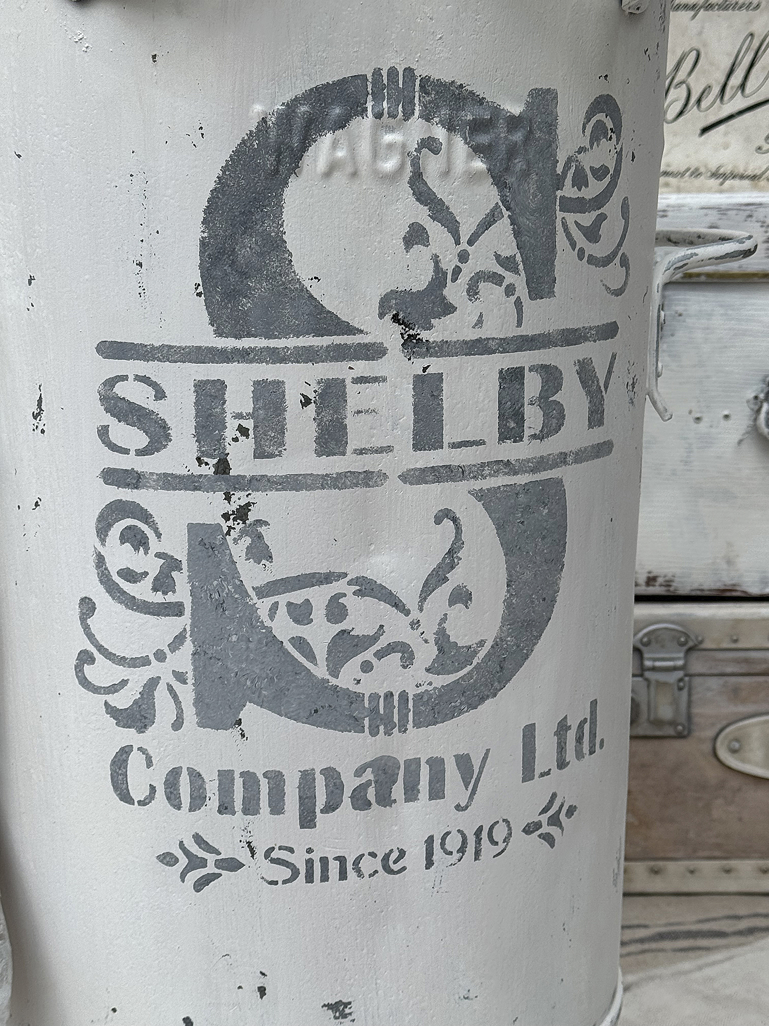 Schöne alte Zinkmülltonne Shelby***