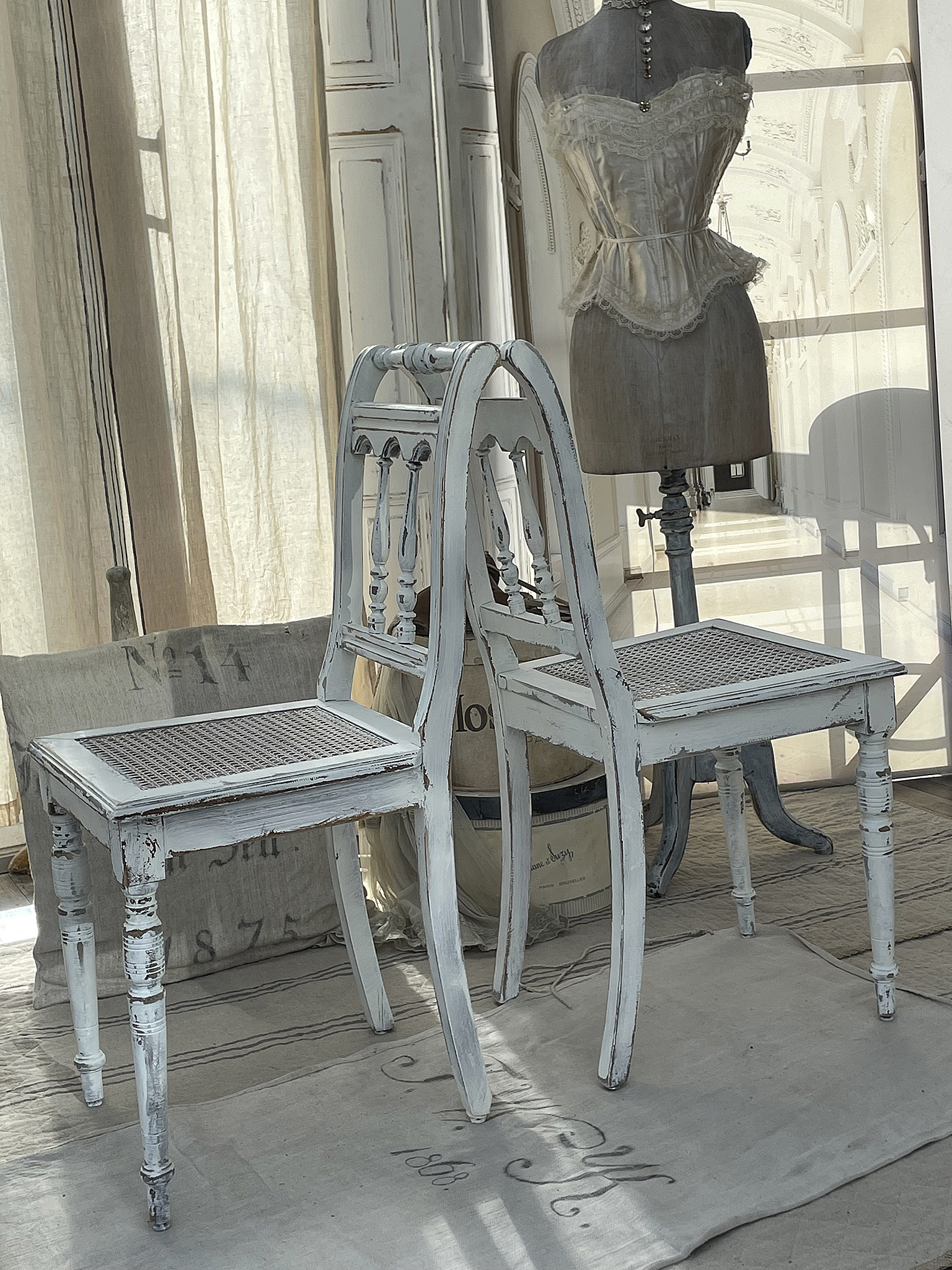 Shabby-Stuhl mit Wienergeflecht***