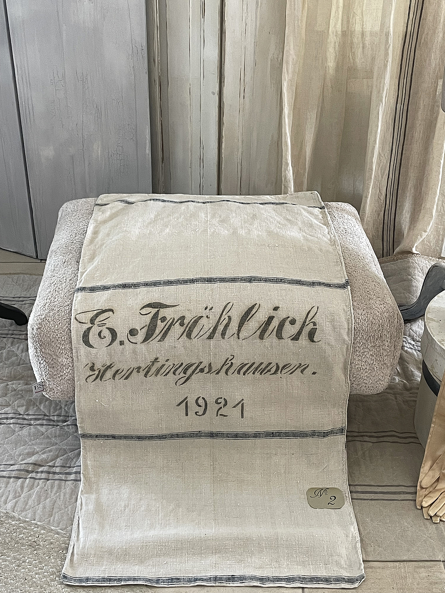 Alter großer Leinensack/ Mehlsack Fröhlich 1921***