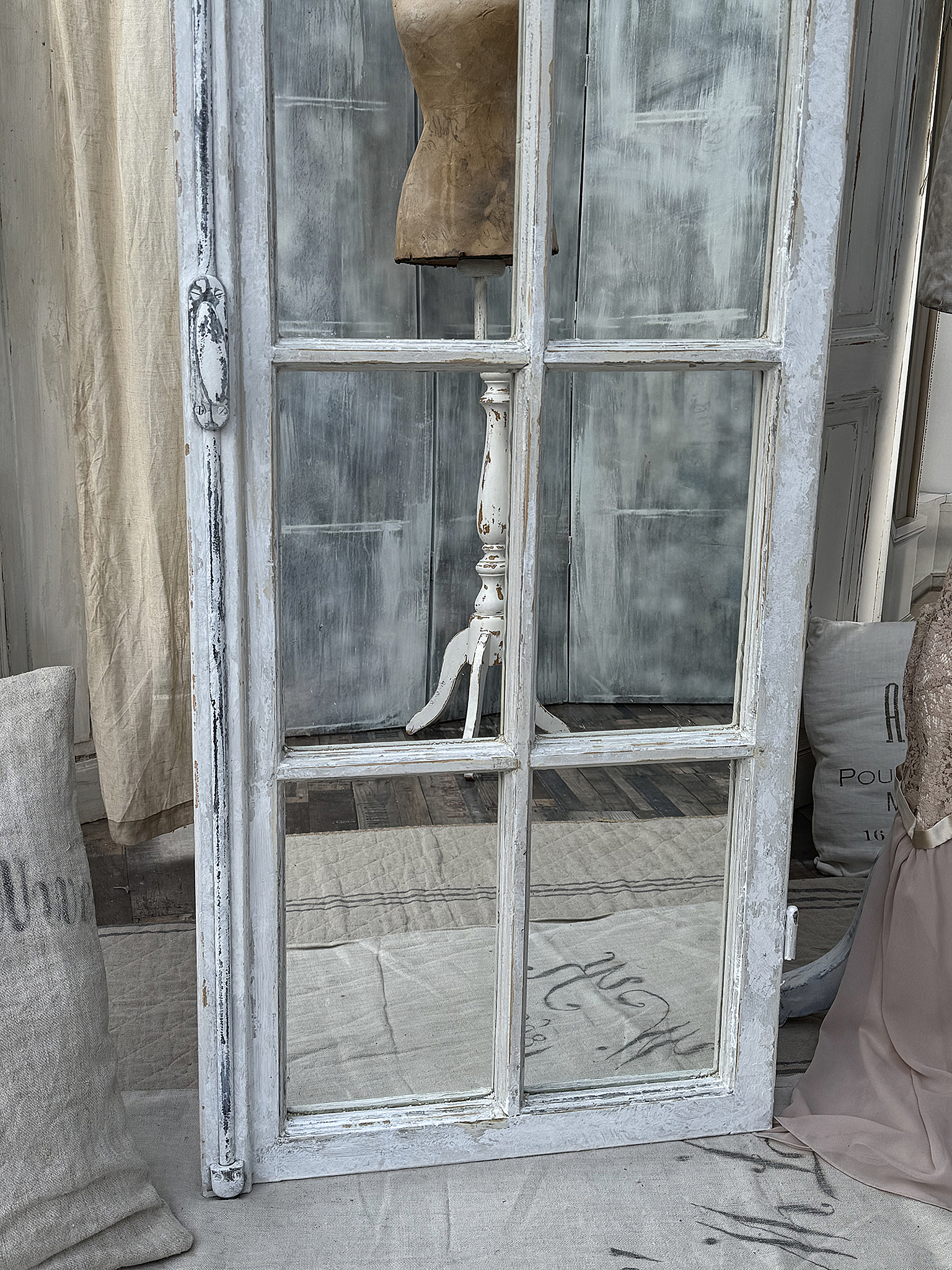 Brocante antikes Sprossen/Spiegelfenster***